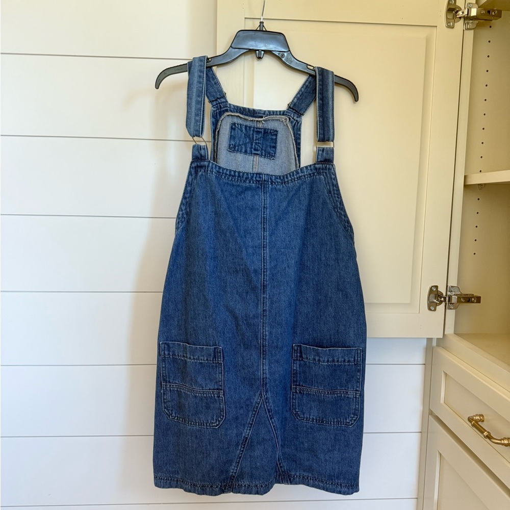 Denim Overall Dress with Pockets